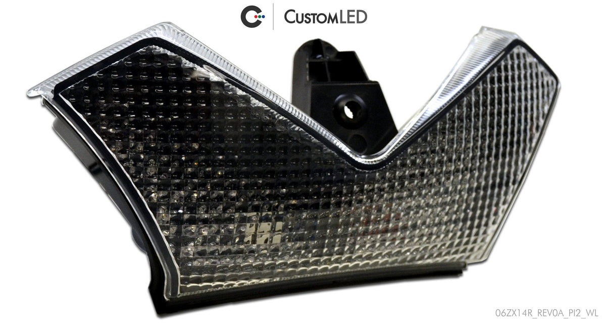 Kawasaki Ninja ZX-14R Blaster-X Integrated LED Tail Light for years 2006-2025 by Custom LED - Clear Lens